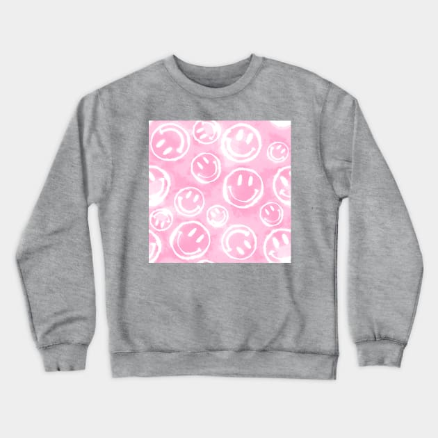 Pink Tie-Dye Smileys Crewneck Sweatshirt by Carolina Díaz